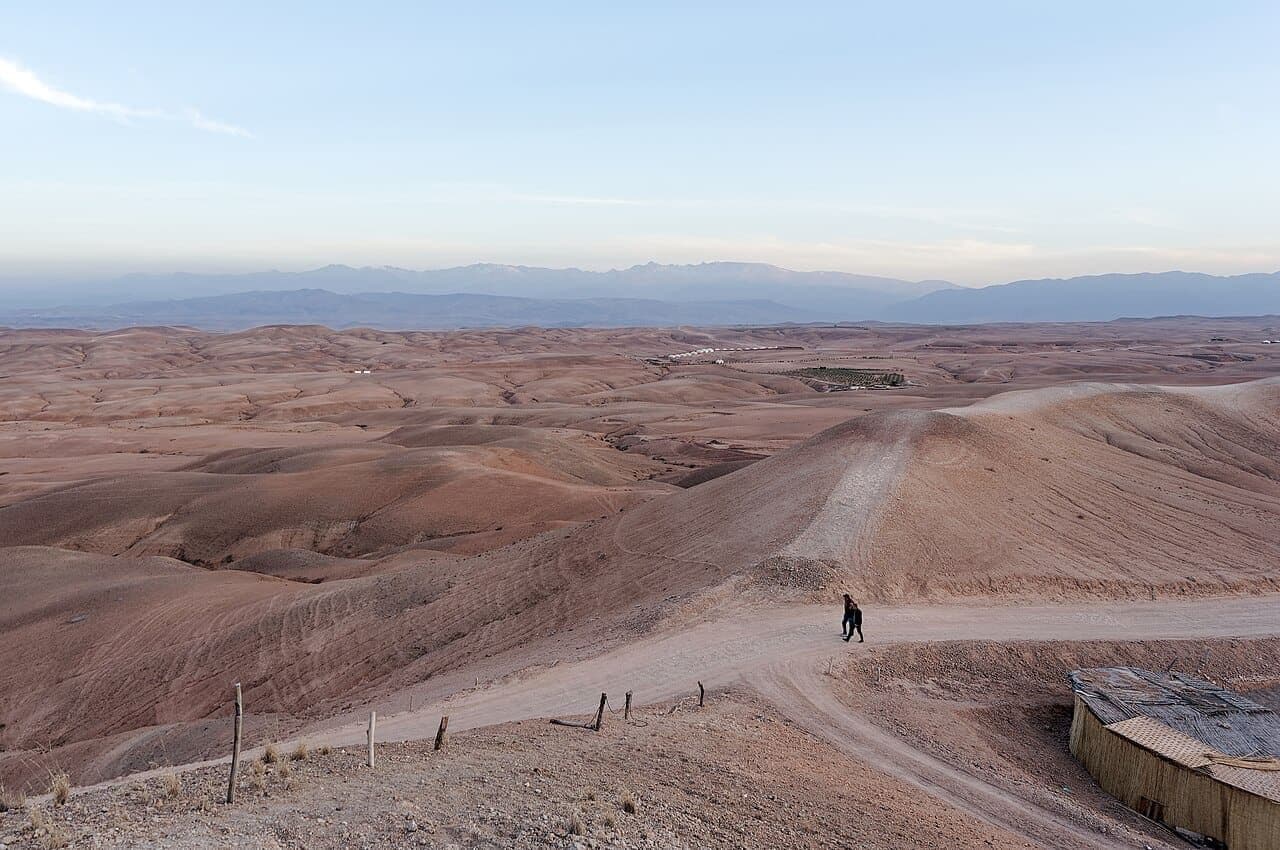 Agafay in the last light — the real setting for Scarabeo Camp wedding venue in Agafay, Marrakesh, 80 seated
