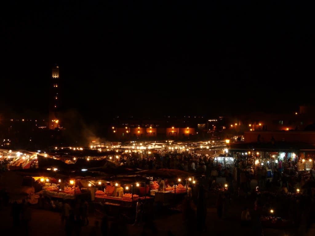 Jemaa el-Fna at the heart of the medina — the real setting for Royal Mansour wedding venue in Medina, Marrakesh, 106 seated