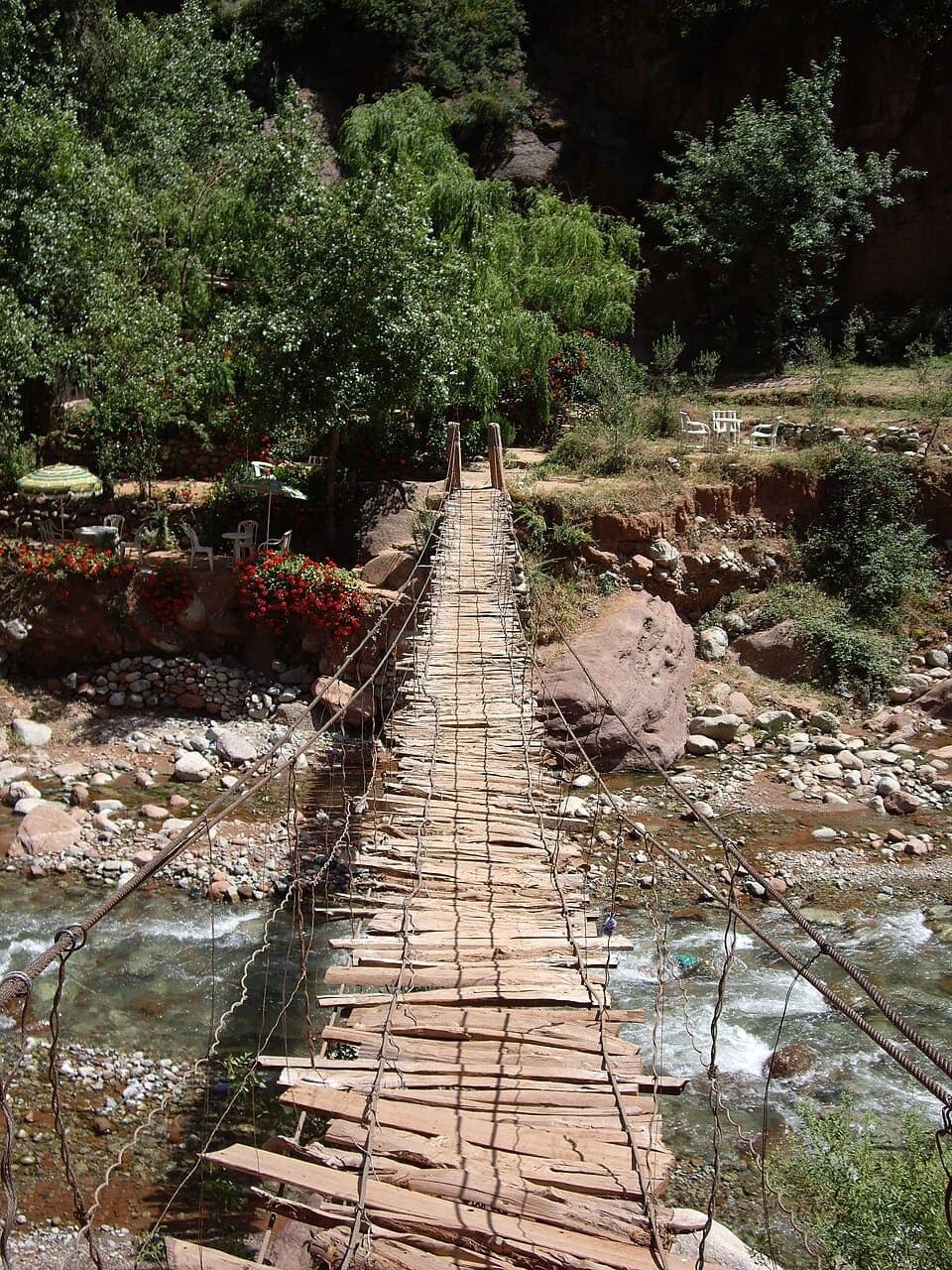 a bridge in the Ourika valley — the real setting for Villa D Marrakesh wedding venue in Route de l'Ourika, Marrakesh, 150 seated